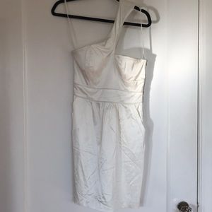 Asymmetrical bone white dress